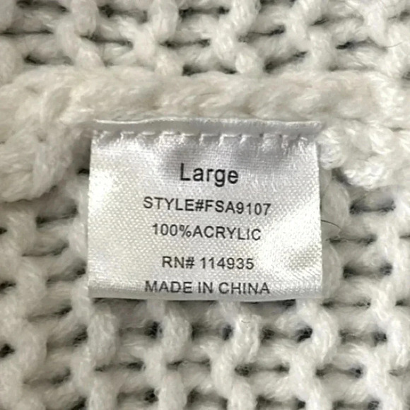 Harper Heritage Chunky Knit Bubble Sleeve Open Front Cardigan Sweater Ivory Lg - Picture 8 of 11